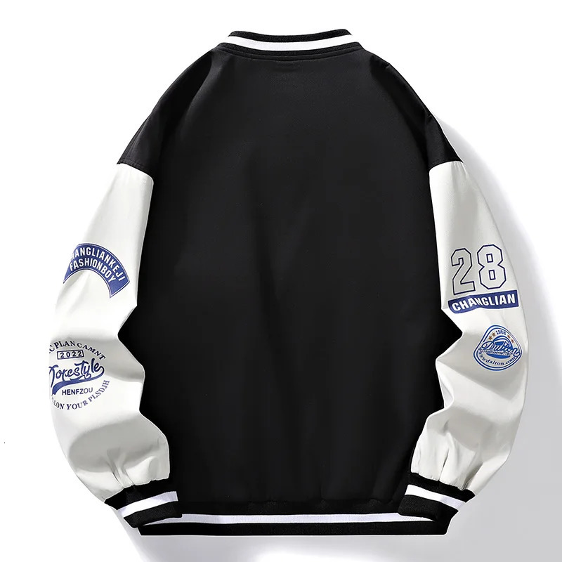 Spring and Autumn Coat Mens Jacket Baseball Suit Trend Handsome First Senior High School Coat Plus Velvet 241017