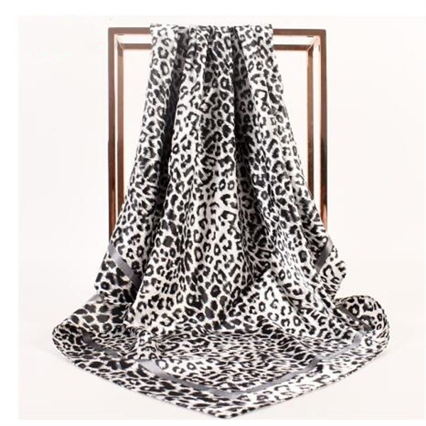 90*90cm Hair Scarf Women Fashion Leopard print Foulard Soft Satin Shawl Kerchief Square Silk Scarfs Neck Headscarf