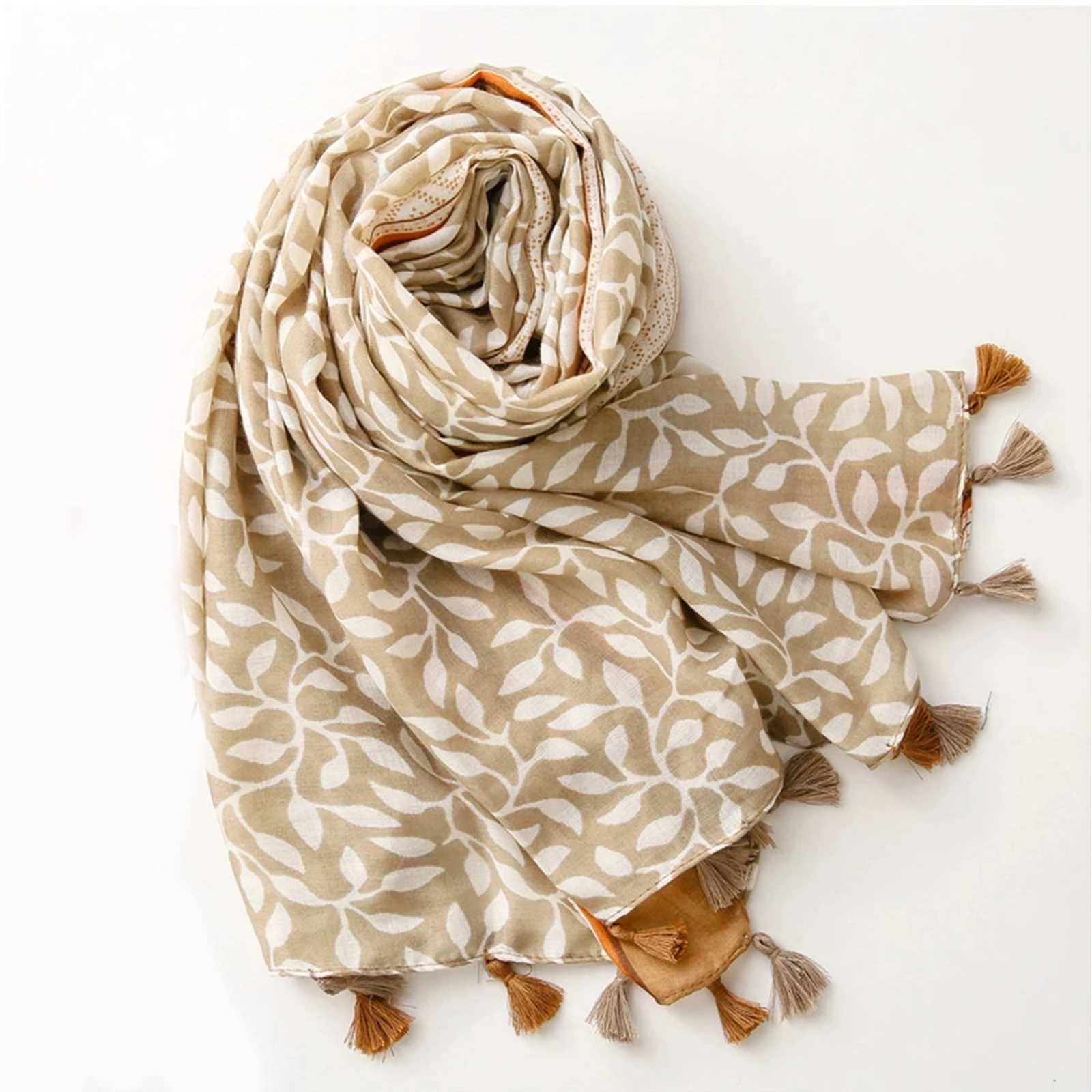 180 * 85cm ribbon style Muslim scarf outdoor cotton and linen scarf warm all year round sage poppa printed beach towel X241017
