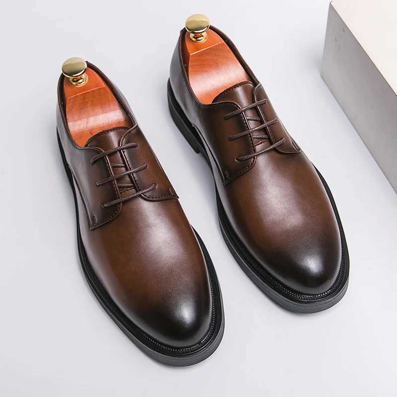 Classic Italy Pointed Toe Leather Oxfords Business Formal Off Boos Dress Men Black Wedding Shoes Y250222