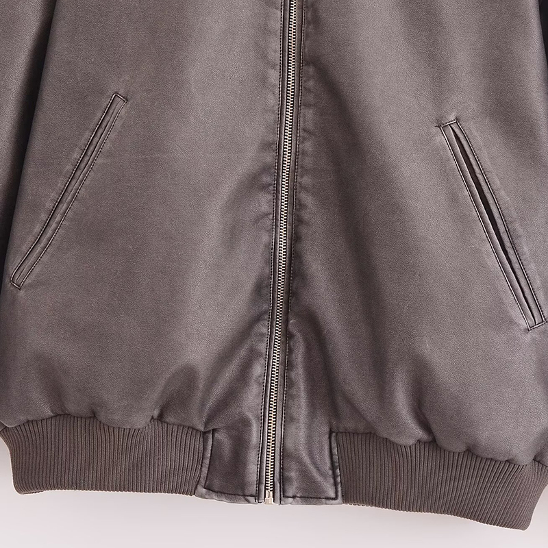 Faux Leather Jackets Women's Pu Long Sleeve Outwear Elegant Solid Fashion 2024 Inszart Casual Loose With Zipper Woman Coat