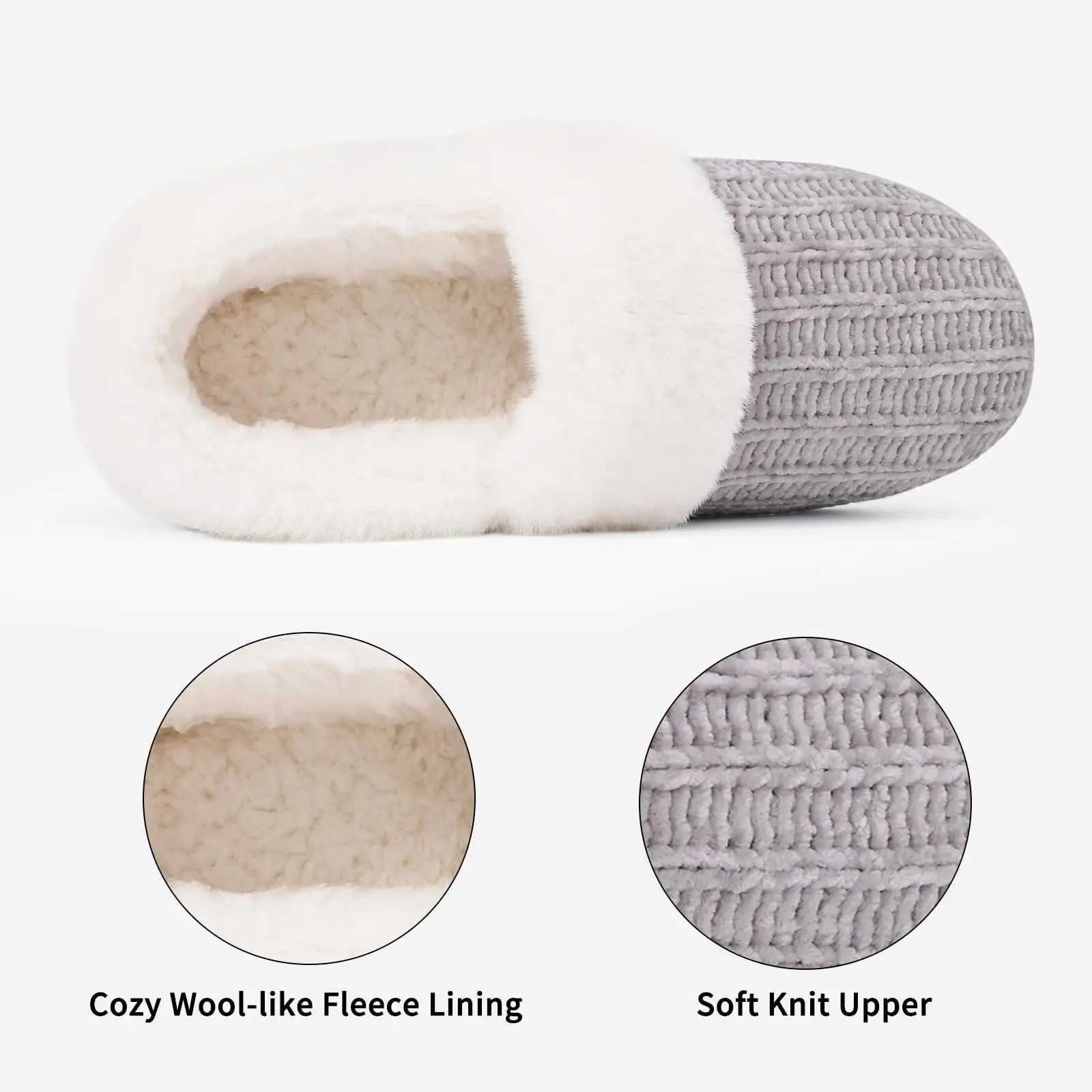 Pallene Womens Winter Warm Fur Knitted Slider Indoor Non slip Fur Fluffy House Slider with Memory foam Wool Lining Flat ShoesCL241017
