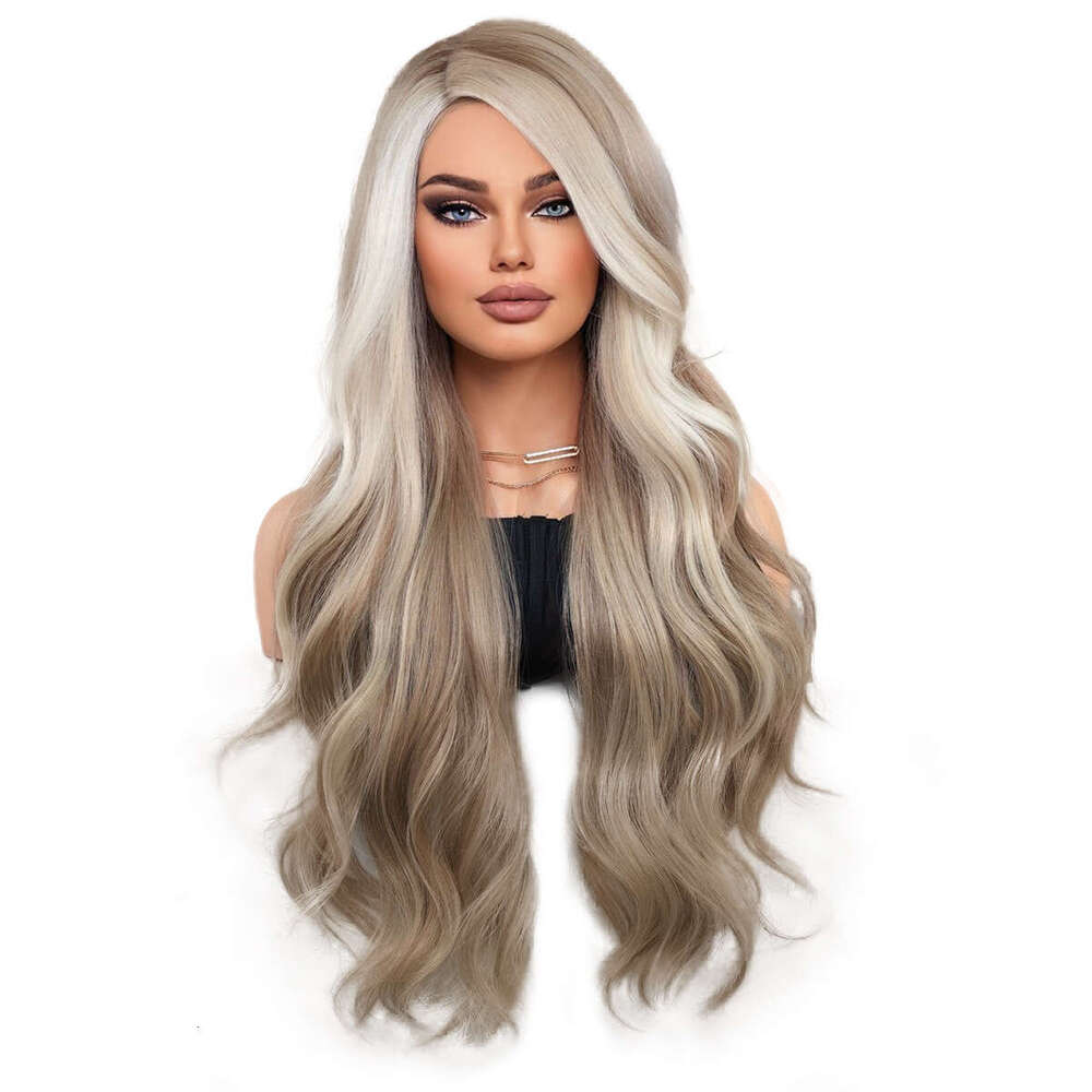 Small T Synthetic Lace Grey And White Wave Wig, Full Head Cover T-Part Lace Wig
