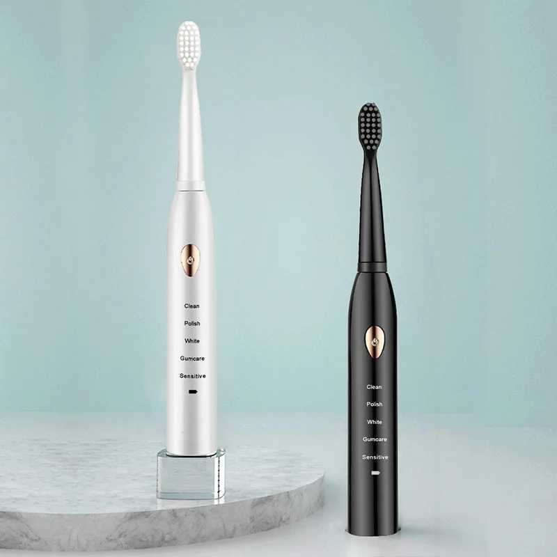 Adult Black and White Classic Acoustic Electric Toothbrush Adult 5-speed USB Charging IPX7 Waterproof Acoustic Electric Toothbrush M241017