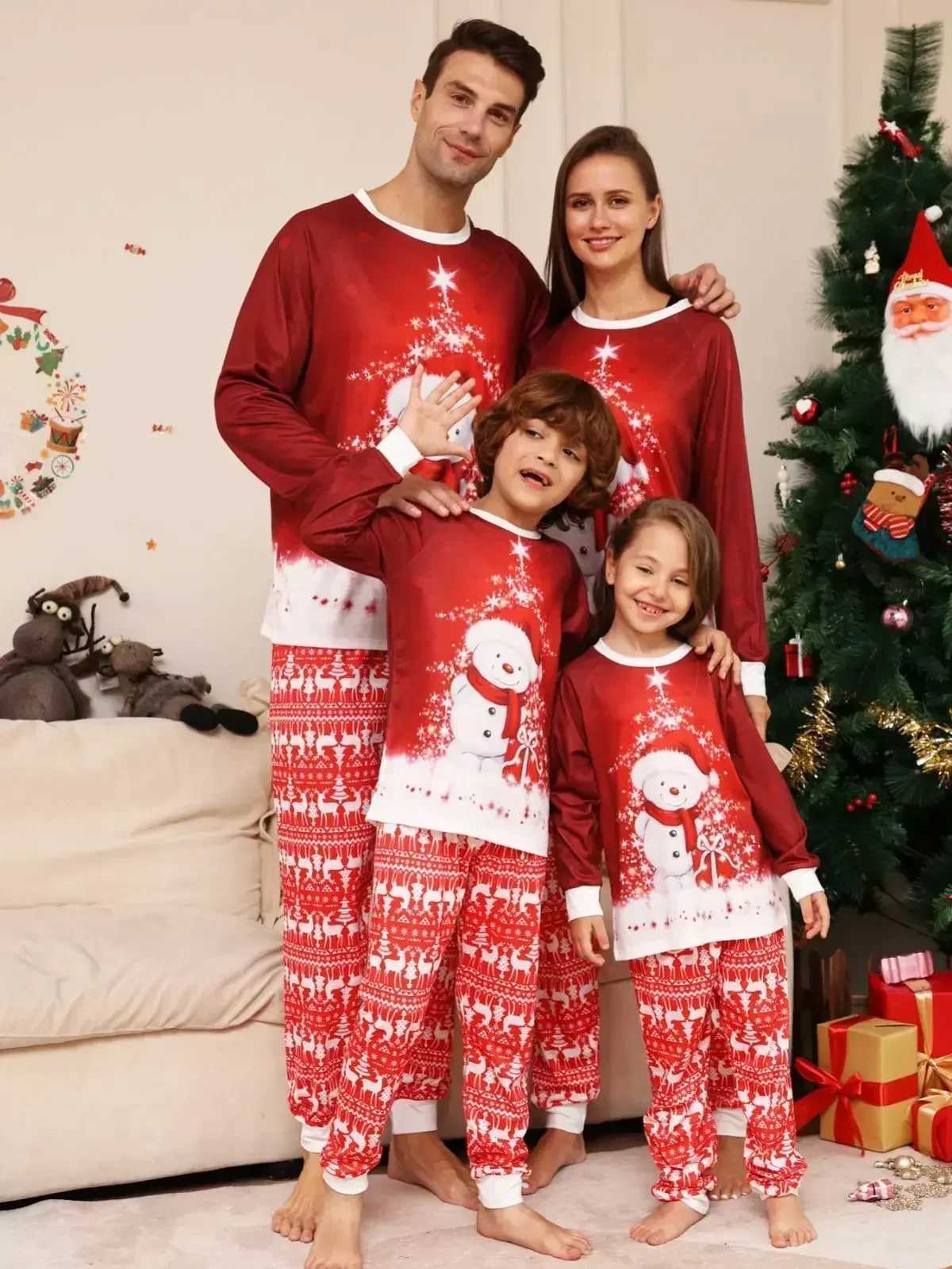 Family Christmas Pajama Set Deer Mama Childrens Elk Santa Claus Printing Baby Santa Claus Family Matching Clothing Christmas Family Clothing W241015