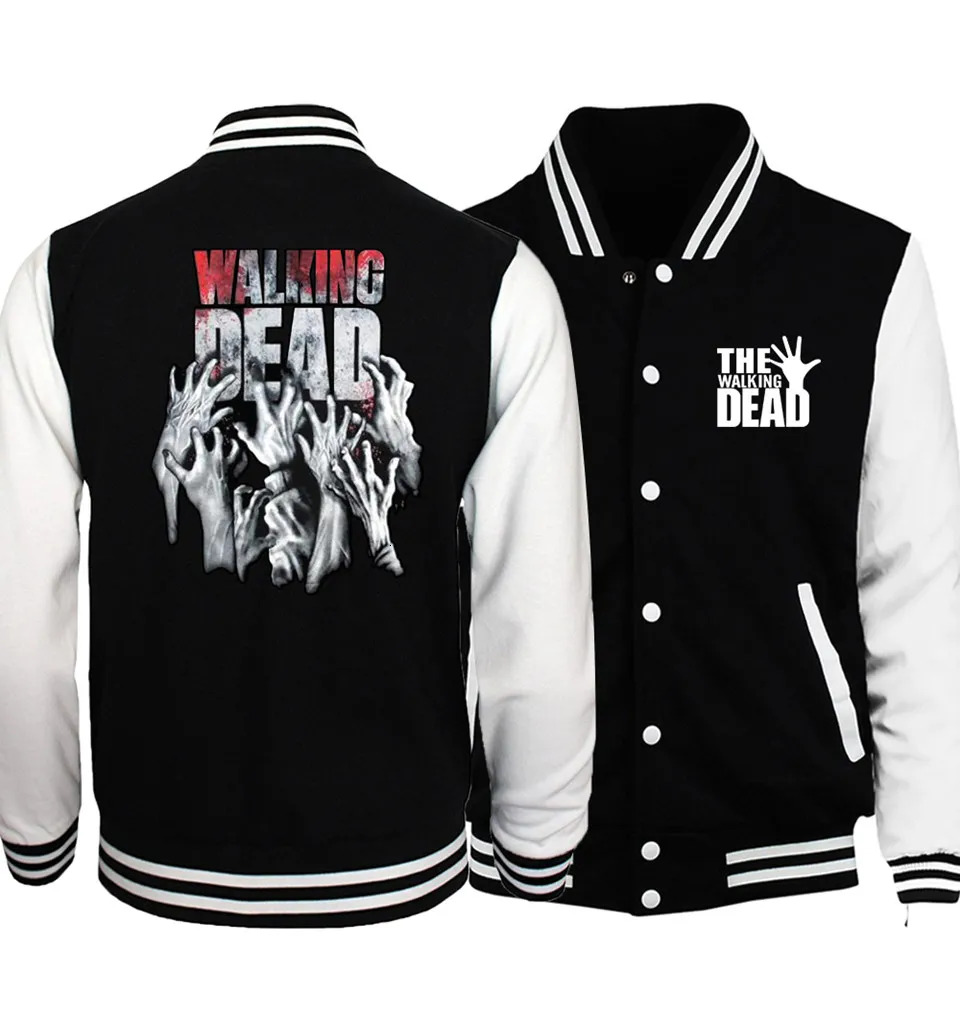 The Walking Dead Women Men Bomber Jacket Outerwear Streetwear Hip Hop College Baseball Uniform Casual Sportswear