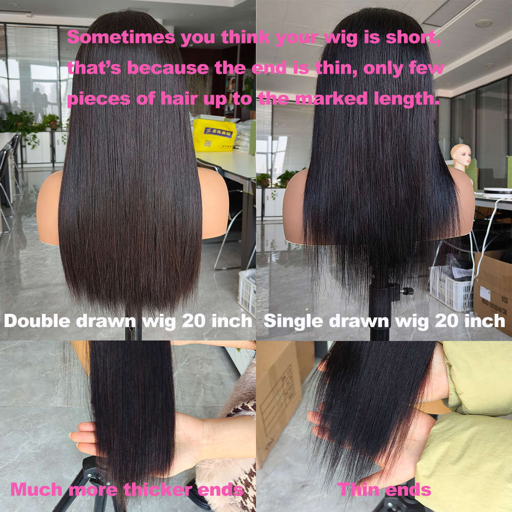 220% Double Drawn Human Hair Wig 4*4 Lace Front Wigs 4*1 T Part Pre-plucked Raw Vietnamese Bone Straight Full Thick End Wigs