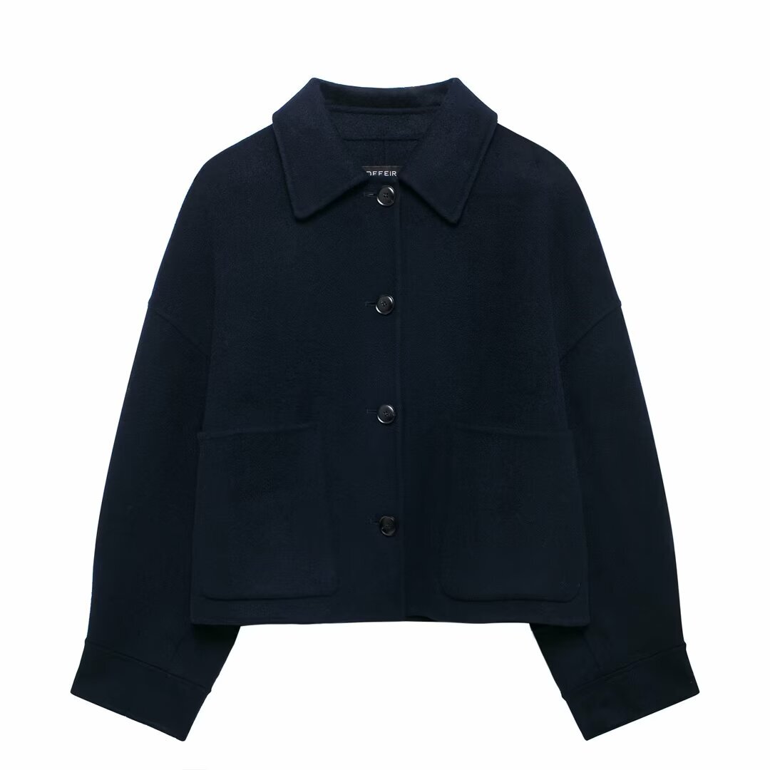 Women'a Coat With Button 2024 Outwear Black Pockets Outerwear Jaquetass Femininas Long Sleeve Tops Elegant Jackets