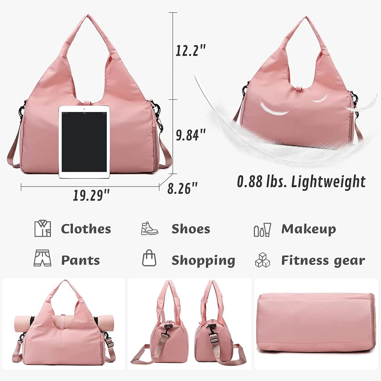 Yoga bag Women's sports fitness bag dry wet separation wear-resistant large capacity storage travel bag