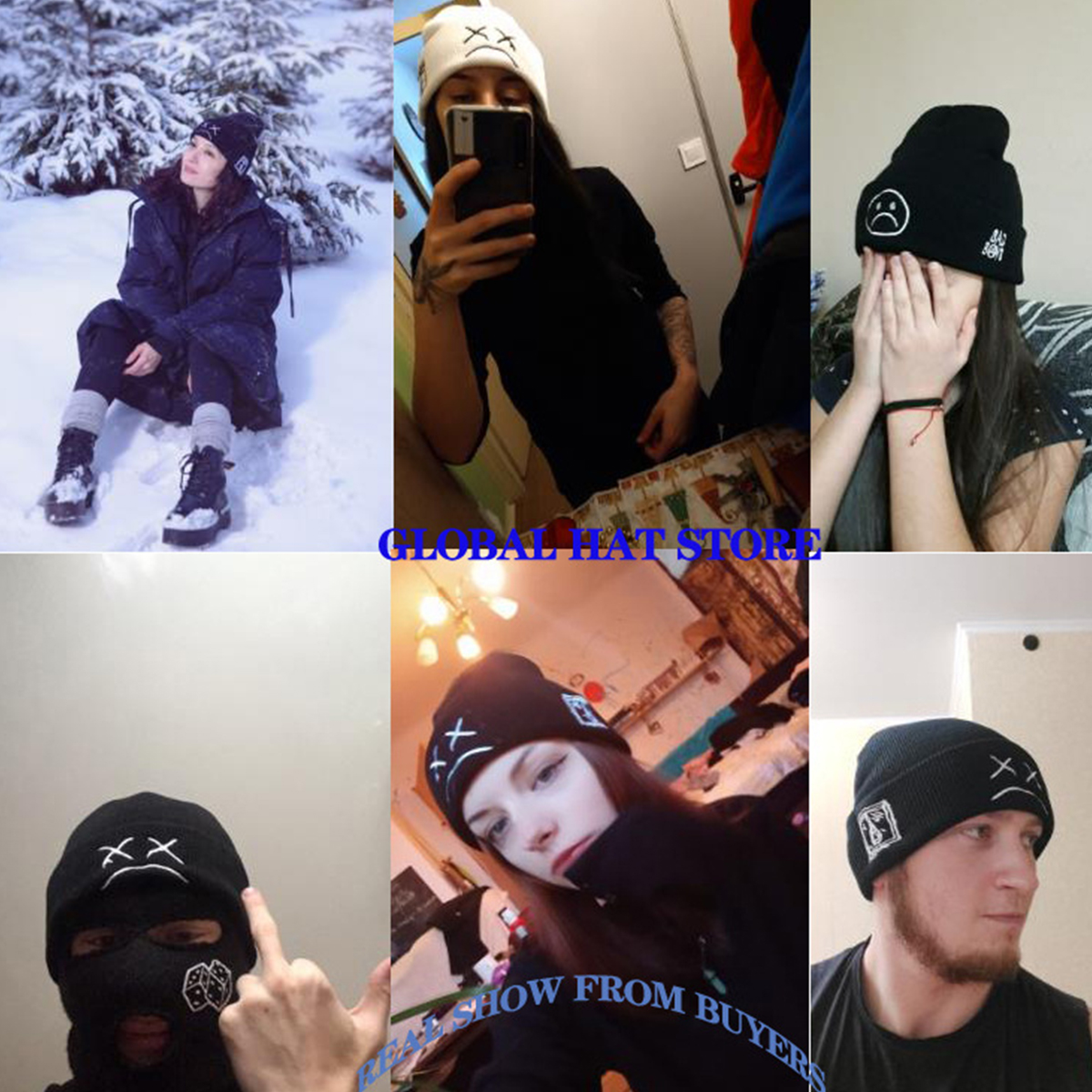 Stylish Emoticon-Embellished Woolen Beanies - Versatile European Style for All Seasons