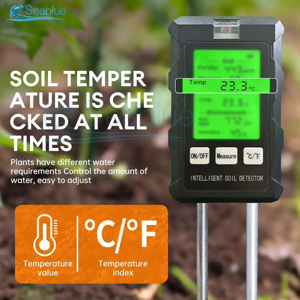 High precision soil pH tester Soil moisture/PH/temperature Sunshine intensity tester Garden plant soil tester Soil pH testing 241016