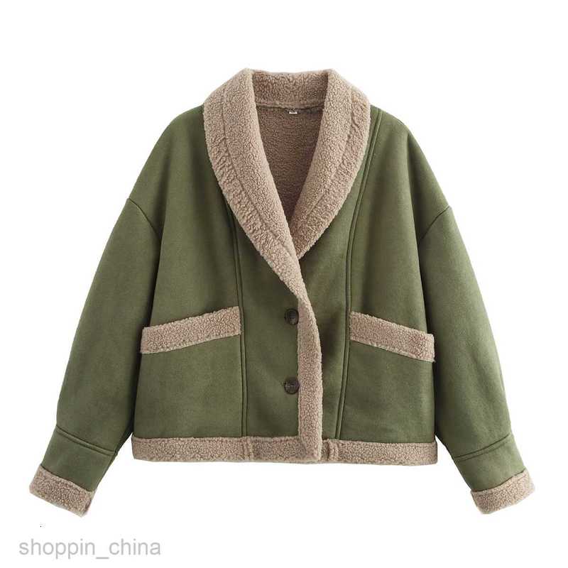 Women Jackets Coats autumn and winter women's woolen coat with loose collar and fur one-piece top for women