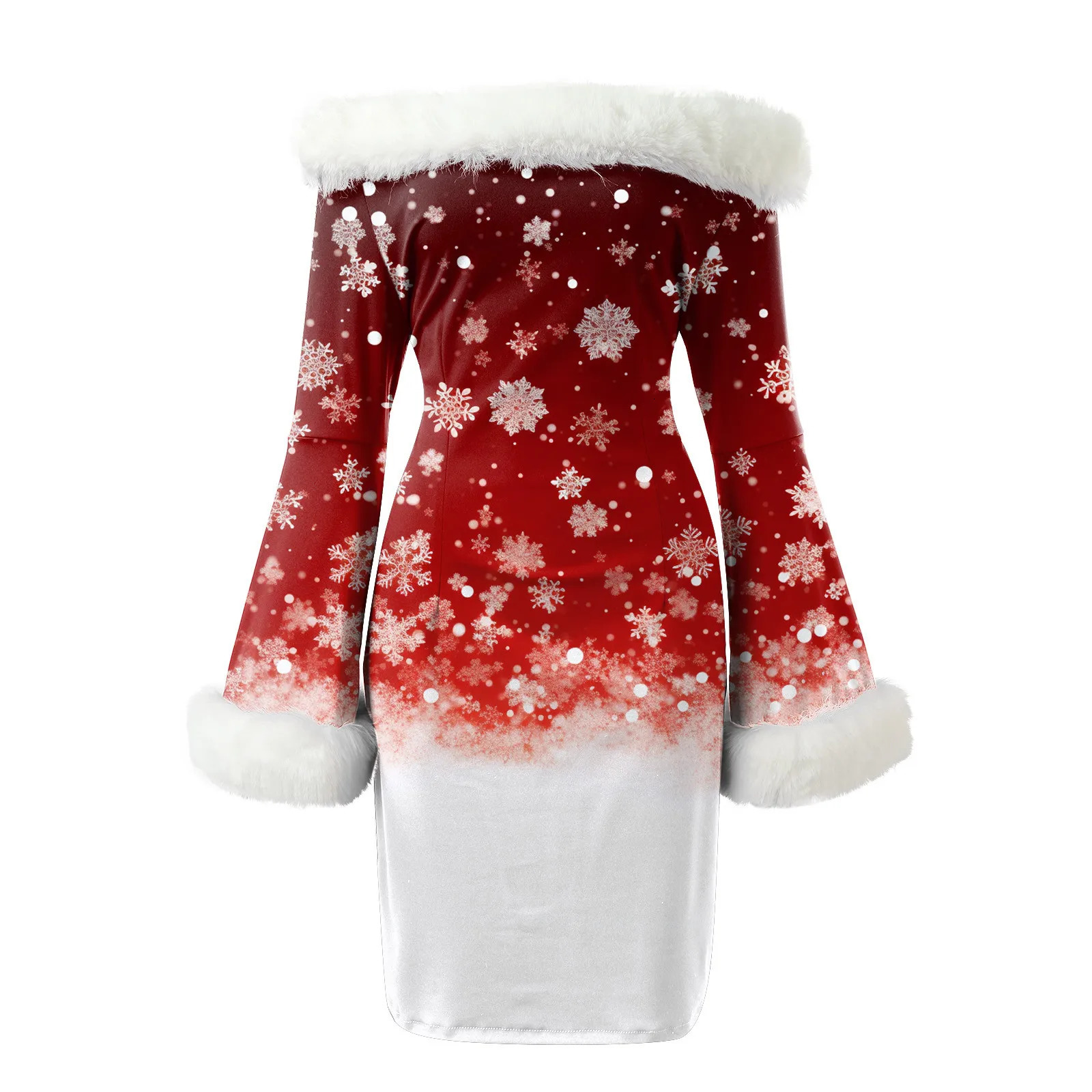 2024 Winter Christmas Party Dresses Xmas Lady Santa Claus Cosplay Costume Sexy Off Shoulder Plush Patchwork Dress Vestidos 241017