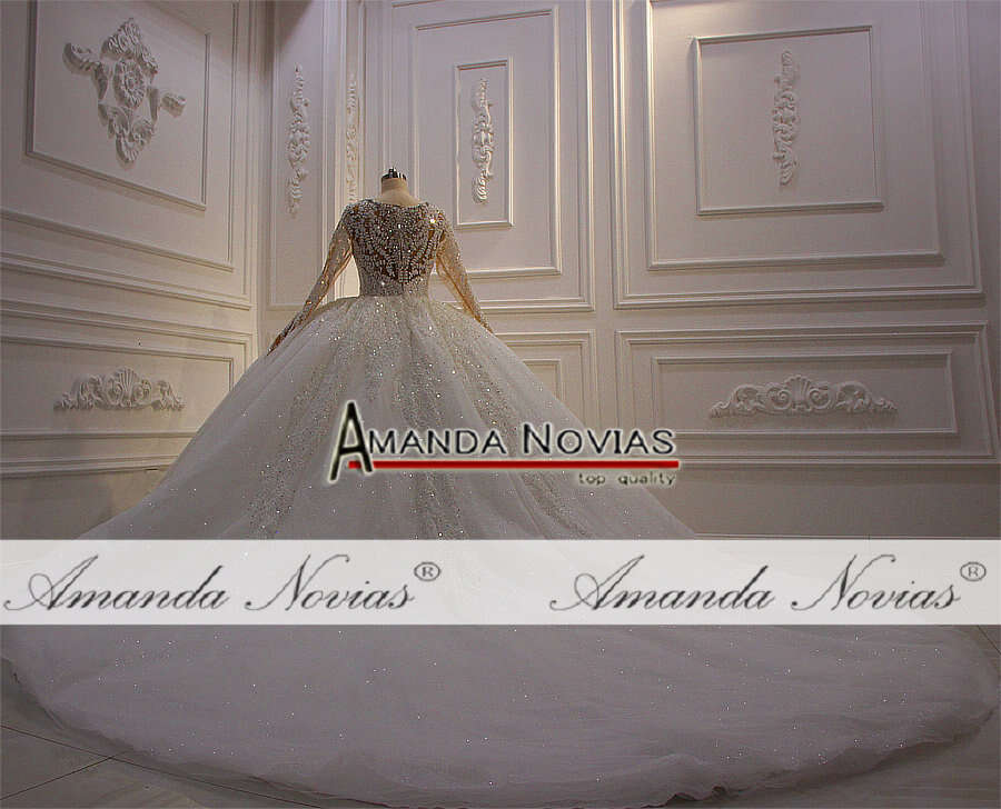 New design full beading puffy wedding gowns real sample good price dress