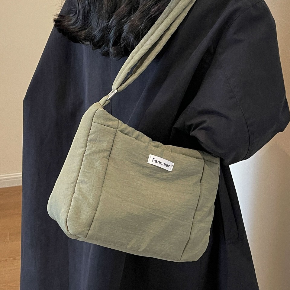Lightweight cotton clothing regular crossbody female student class shoulder men's women's nylon cloth bag, soft and sticky canvas bag