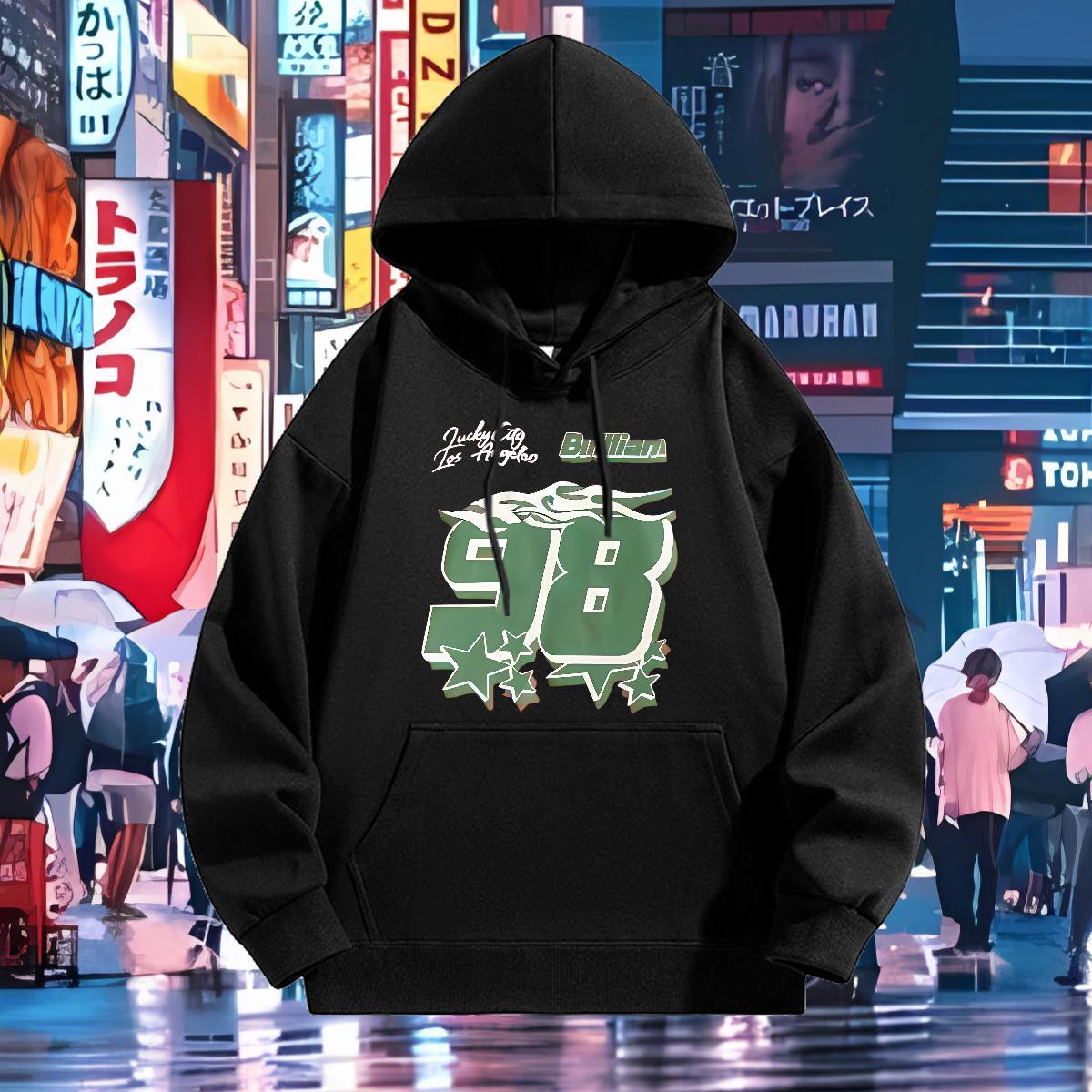Designer Fashion Mens Hoodie Drawstring Long Sleeve Cool Design Men Clothes Hoodie Street Casual Tops Hoodie Floral Print Warm Fleece