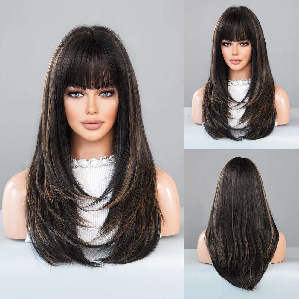 High Level Raspberry Red For Women With Long Hair, Straight Bangs, Dyed Synthetic Headband, And Wig