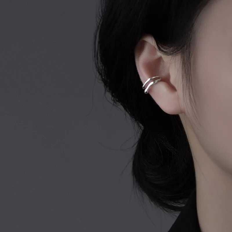 1Pcs 925 Silver Plated Earrings Non Perforated Double Layer Cuff Earclip Suitable for Womens Party Jewelry E1243 W241017