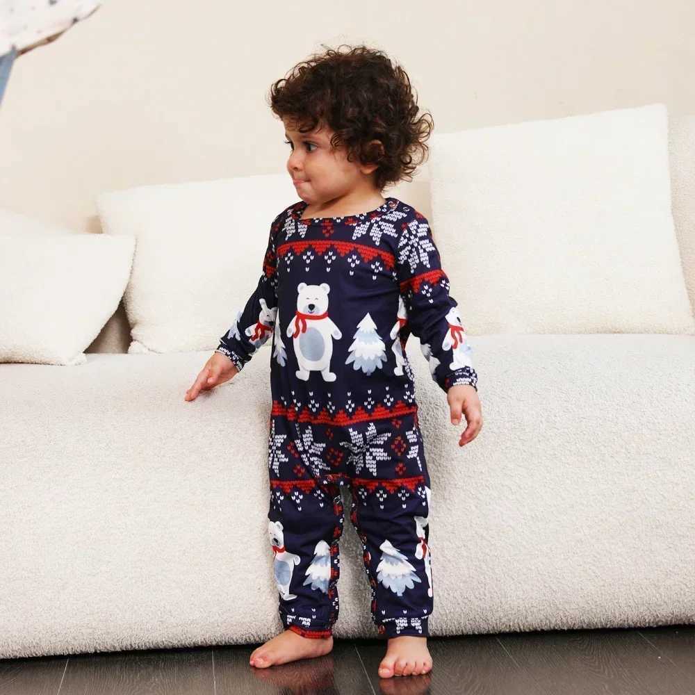 Merry Christmas Family Pajama Set Cartoon Bear Print Mom Daughter Dad Son Baby Match Clothes Loose Soft Pajama Christmas Appearance W241015