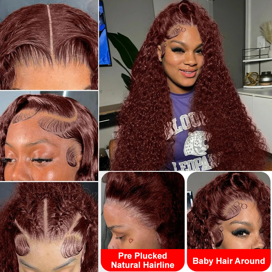 30 36 Inch Reddish Brown 13X6 HD Frontal Wig Colored Deep Wave 13X4 Lace Front Human Hair Wigs