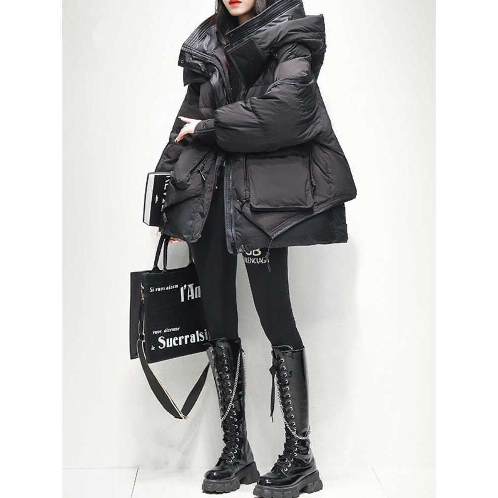 Women's Coats 2024 Medium-Length Hooded Collar Down Jacket Thick Warm Winter Jackets Fashion Loose Women Parkas