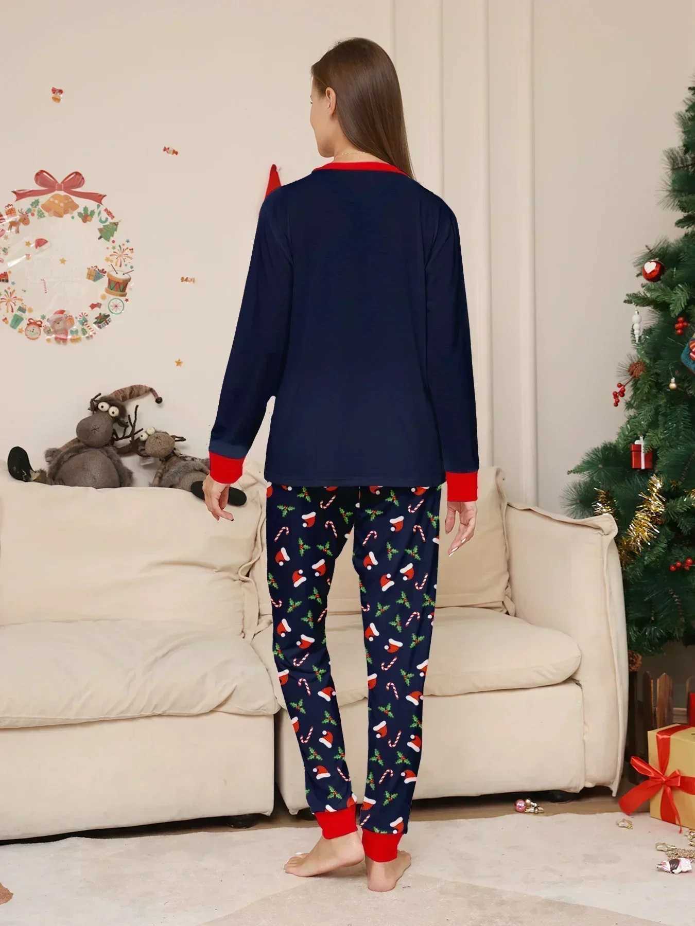 Merry Christmas Printing Pajama Set Mom Dad Child Matching Clothing Set Baby jumpsuit Pjs Soft and Warm Christmas Family Appearance Pajamas W241015