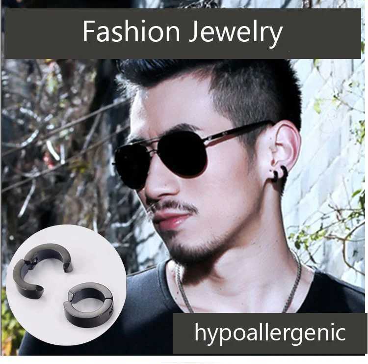 Stainless steel fashionable earring clip non perforated fake earrings suitable for men women round earrings punk rock style jewelry gifts W241017