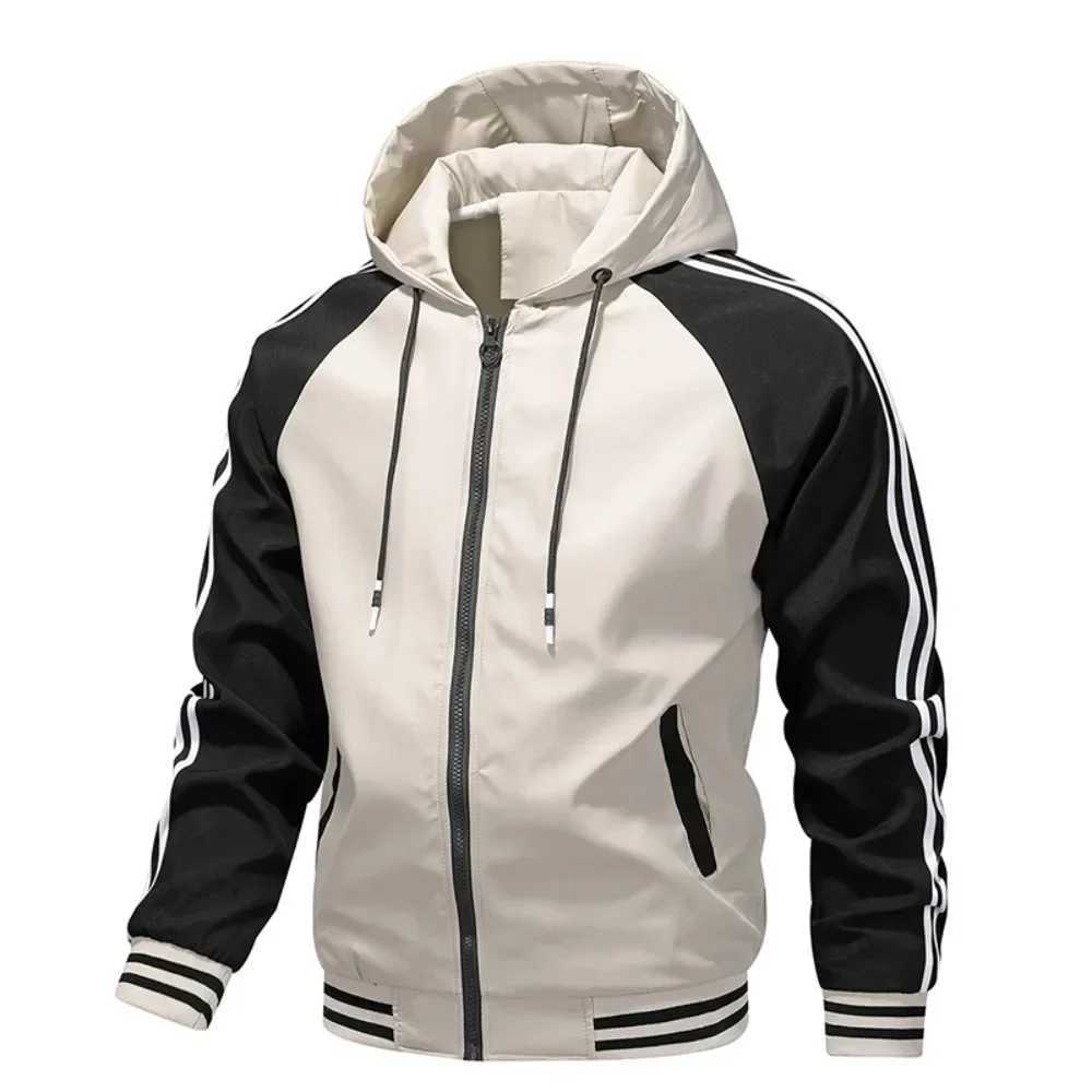 Spring Mens Novel Color Sliding Wool Hoodie Casual Hoodie Full Zipper Mens Jacket M241017