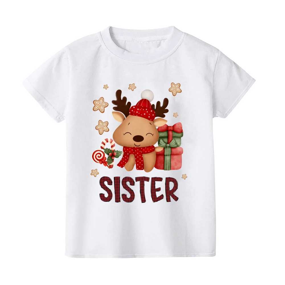 Christmas Day Deer Print Family Matching Outfits Casual Short Sleeve Family Clothing W241015