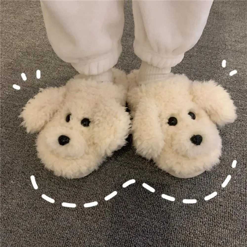 Silent and soft toy poodle slider cute animal winter dog plush slider warm and fluffy puppy slider girlCL241017