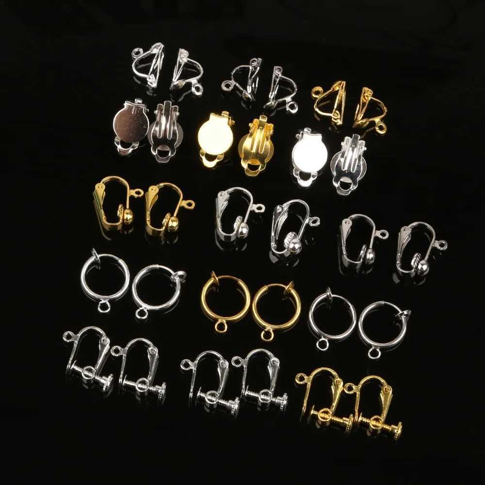 4-20 different gold rhodium non perforated screw round ear clip earring hooks used for DIY earring searching and jewelry making W241017