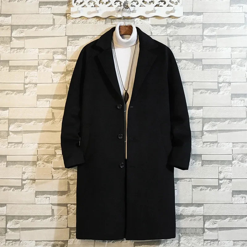 Legible Mens Winter Jacket Casual Loose Wool Coat Man Autumn Solid Long Coats for Men 241017