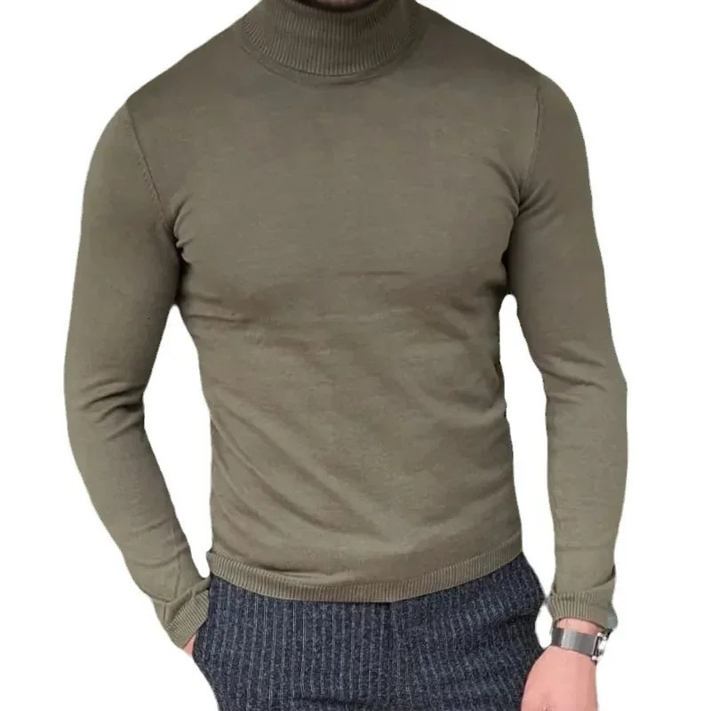 FallWinter Turtleneck Sweater Slim Fit Pullover Bottom Muscle Mens 241017