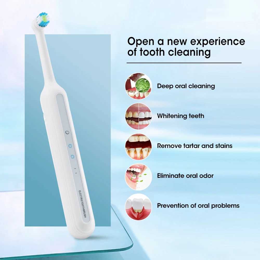 Rotating electric toothbrush for adults 360 rotation 40000/min cleaning USB charging toothbrush oral care 3 brush heads M241017
