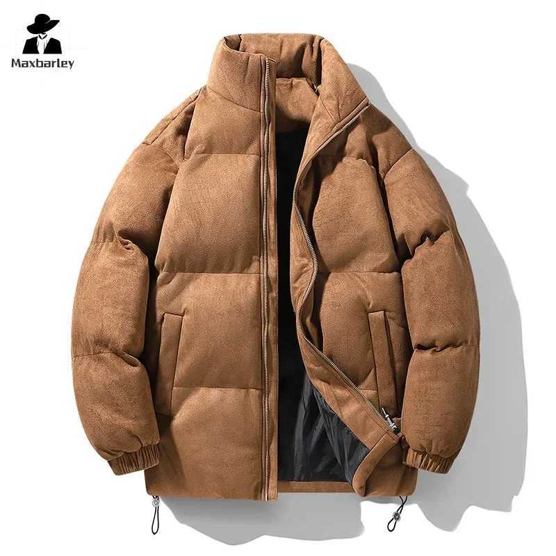 New Deer Gold Velvet Jacket Mens Winter Retro Casual Thick Cotton Warm Coat Suitable for Couples Solid Color Short Anti Cold Parka X241017