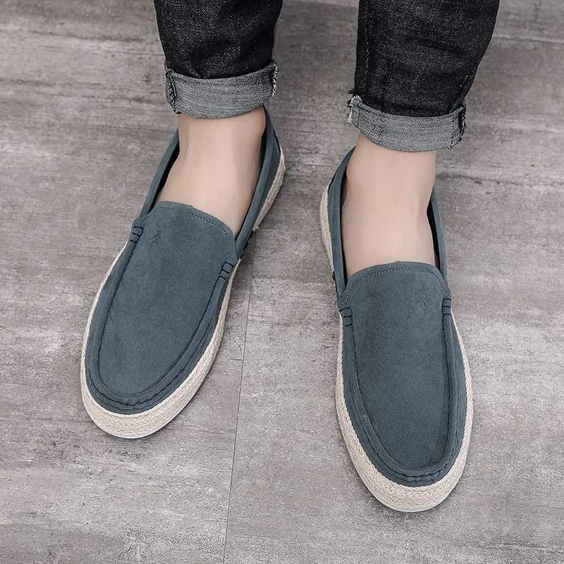 Men Loafers Shoes Summer Shoes Man New Fi Canvas Footwear Soft Flat Comfy Flock Suede Leather Men Casual Vulcanized Shoe XJ250614