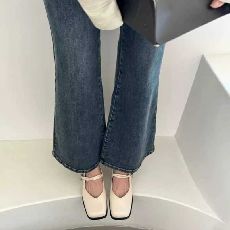 2024 Mary Jane Womens Shoes Spring Autumn Comfortable Womens Single High Heels Retro Middle High Heels Zapatos De Mujer Y241017