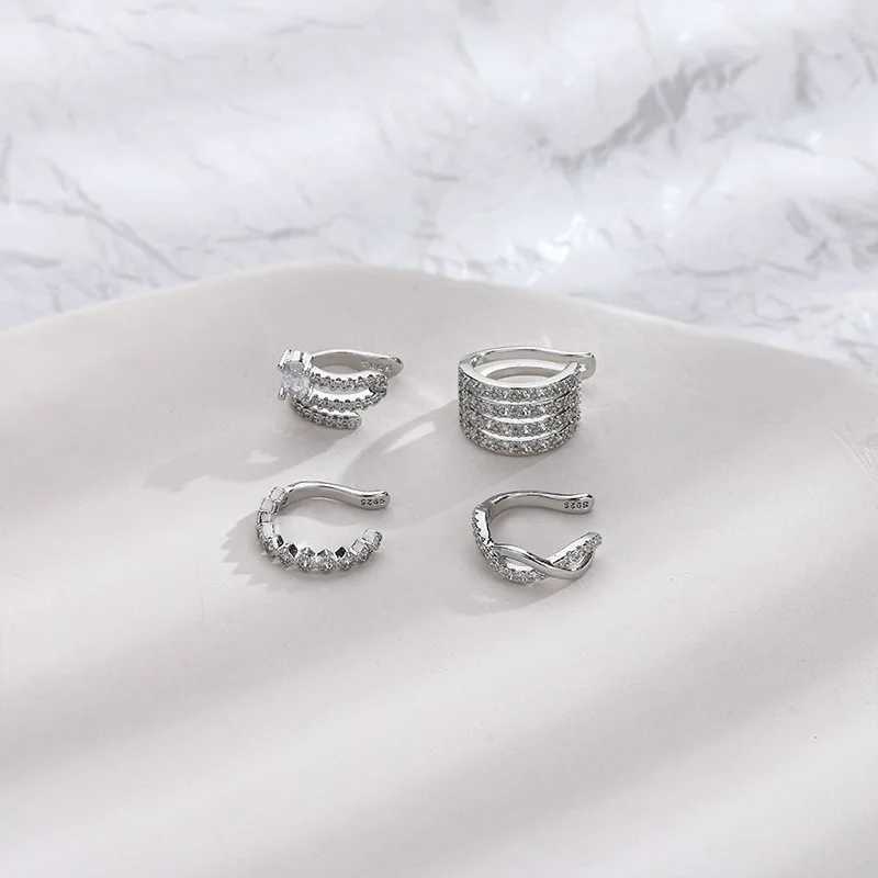 1 zircon Korean wave multi-layer geometric earring cuff clip suitable for women to wear no perforated jewelry W241017