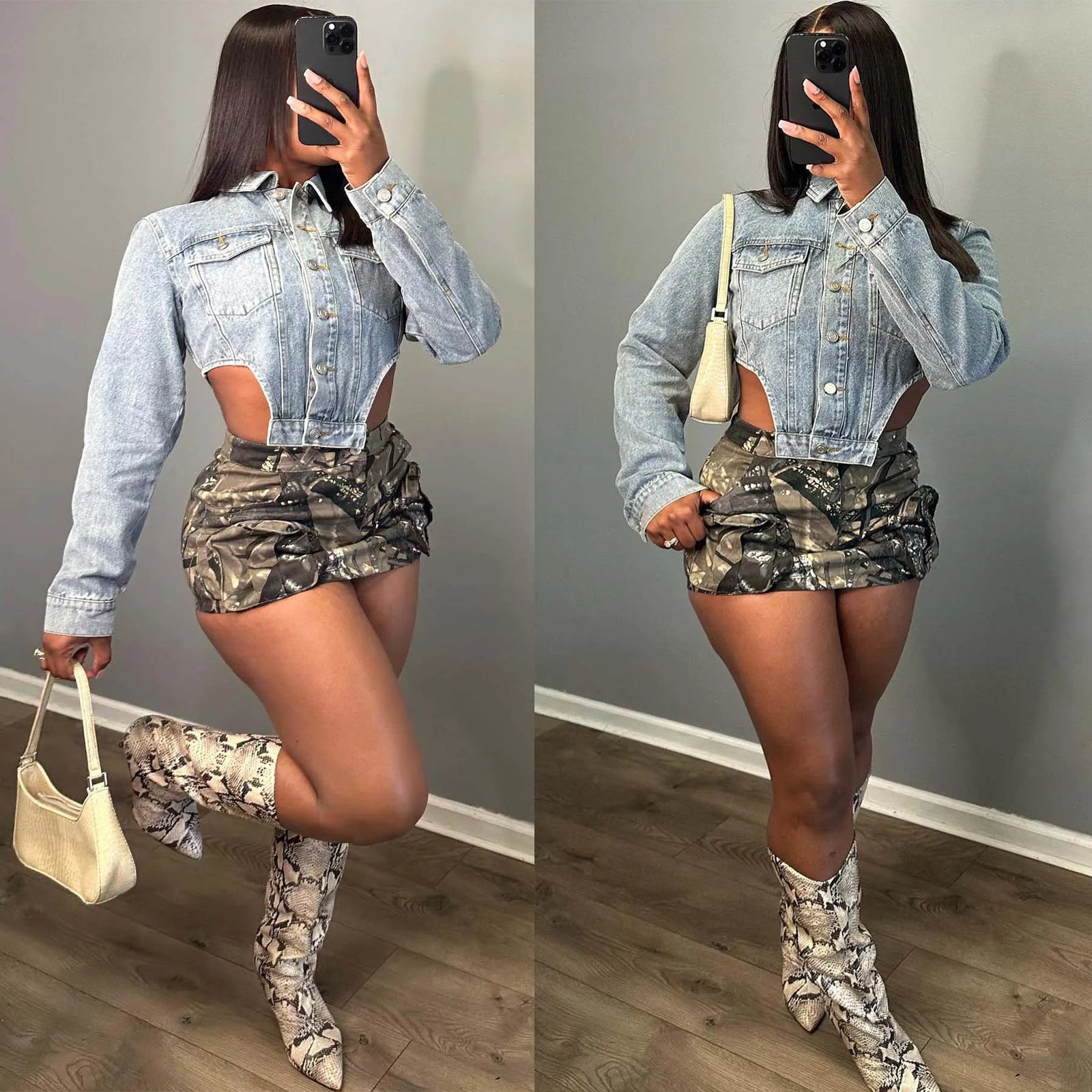 Denim Fashion Jacket Womens Cutting Jacket 2024 Y2K Street Clothing Cutting Racing Jean Jacket Sexy Coats Winter Autumn Clothing 241017