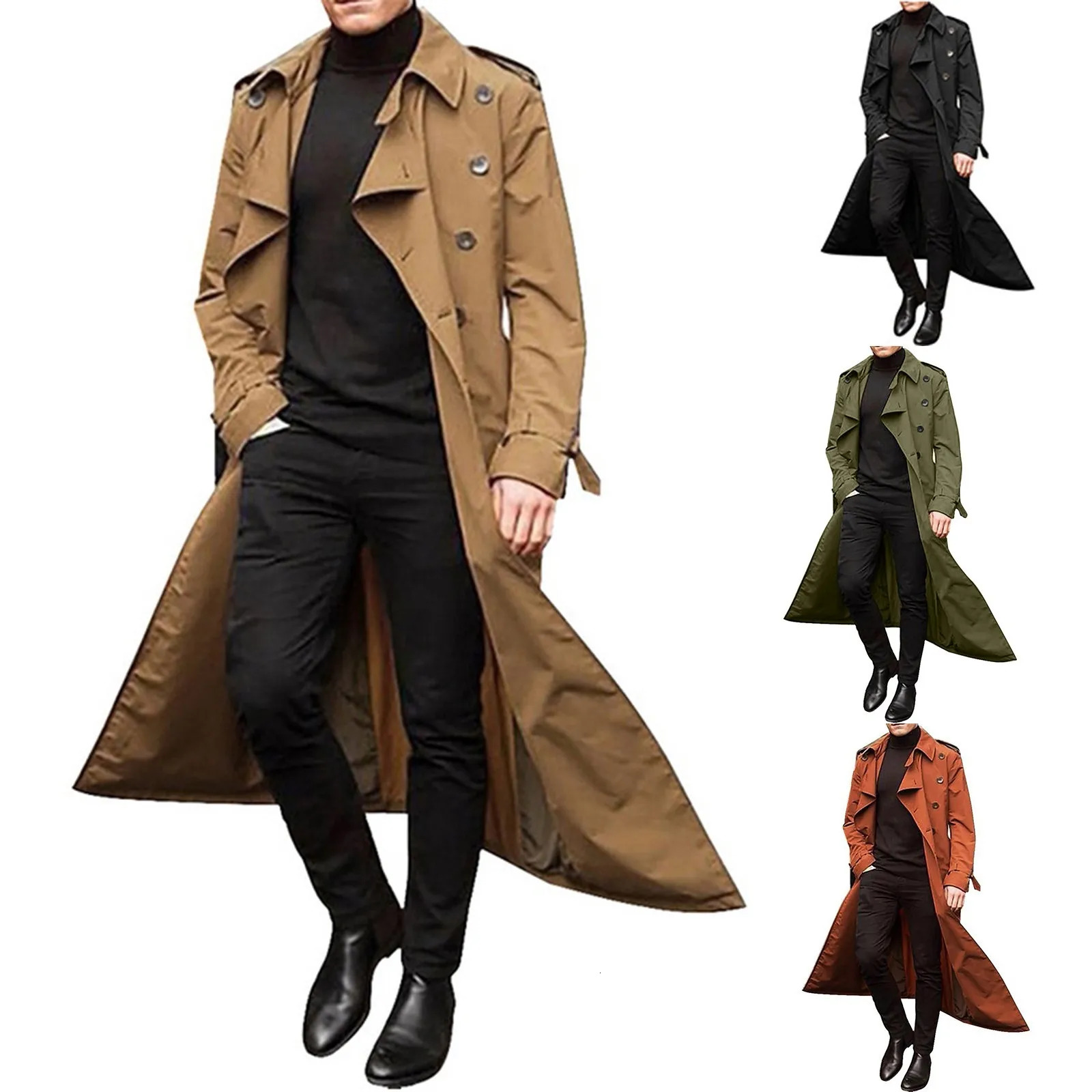 Men Overcoat Coat Outwear Long Sleeve Trench Coats Jacket Stylish Elegant Pocket Winter Wool Slim 241017