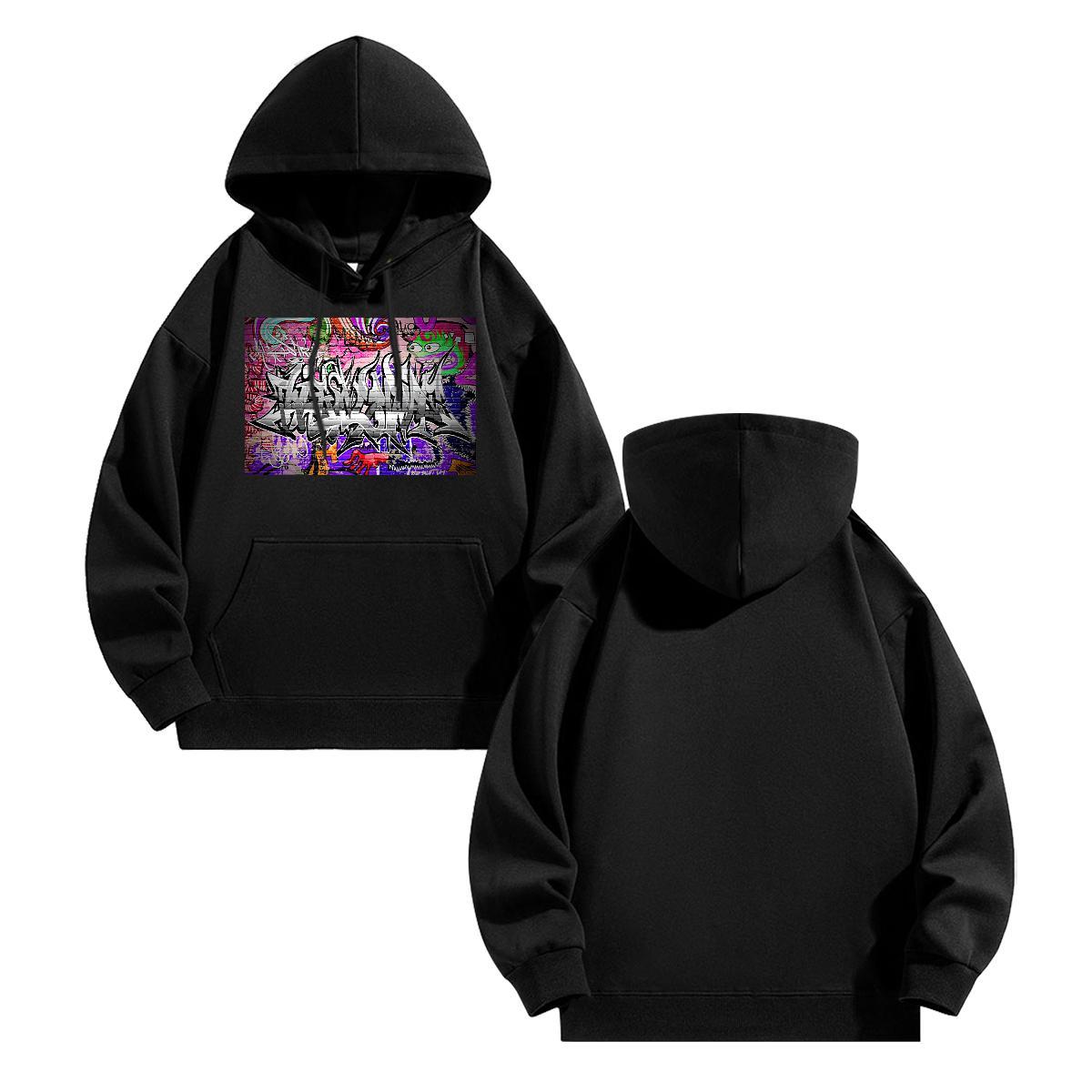 New Arrival Men Hoodie Drawstring Long Sleeve Unisex Men Clothes Hoodie Floral Print Hoody Autumn Winter Casual Warm Fleece