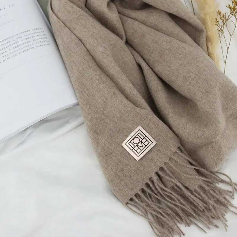 100% cashmere scarf solid color plain weave literati winter warm soft neck scarf real wool shawl brand 2024 Fem cashmere scarf X241017