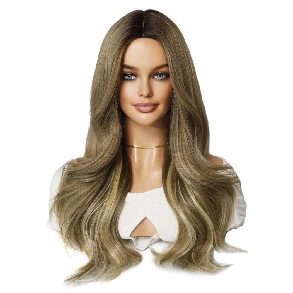 Order Wig For Women, Dyed Gold, Medium Length Curly Hair, Wavy Wig, Fluffy Synthetic Hair Cover