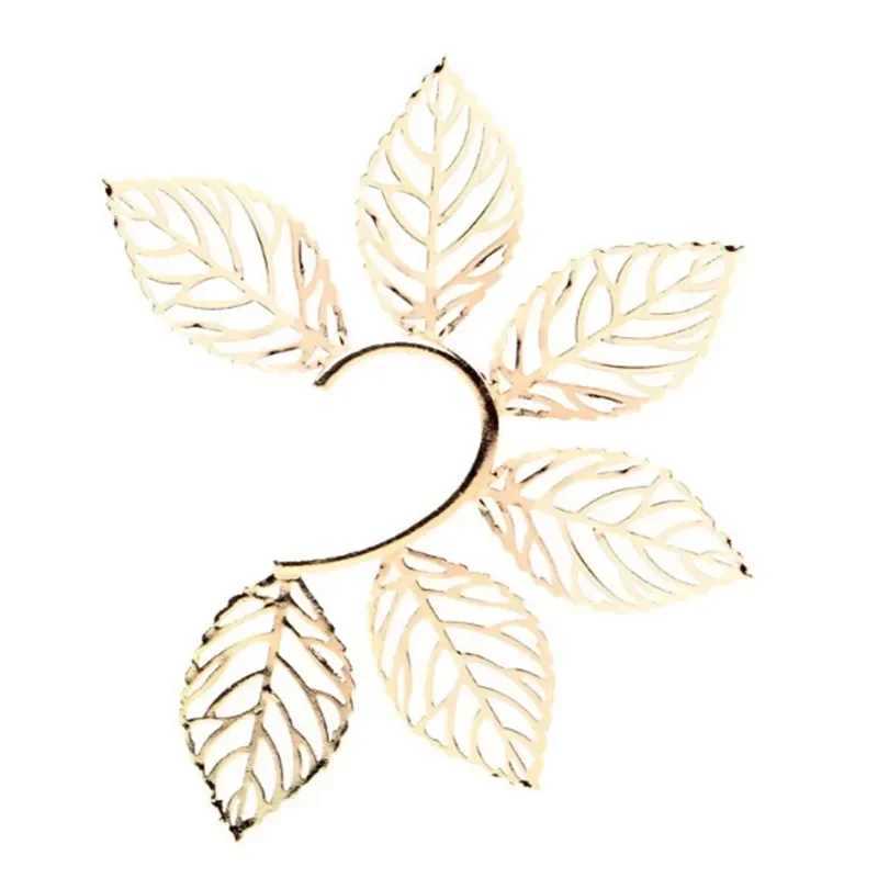 Delysia King Fashion Women Exaggeration Leaf Ear Clip Cute Non Perforated Hollow Large Earrings W241017