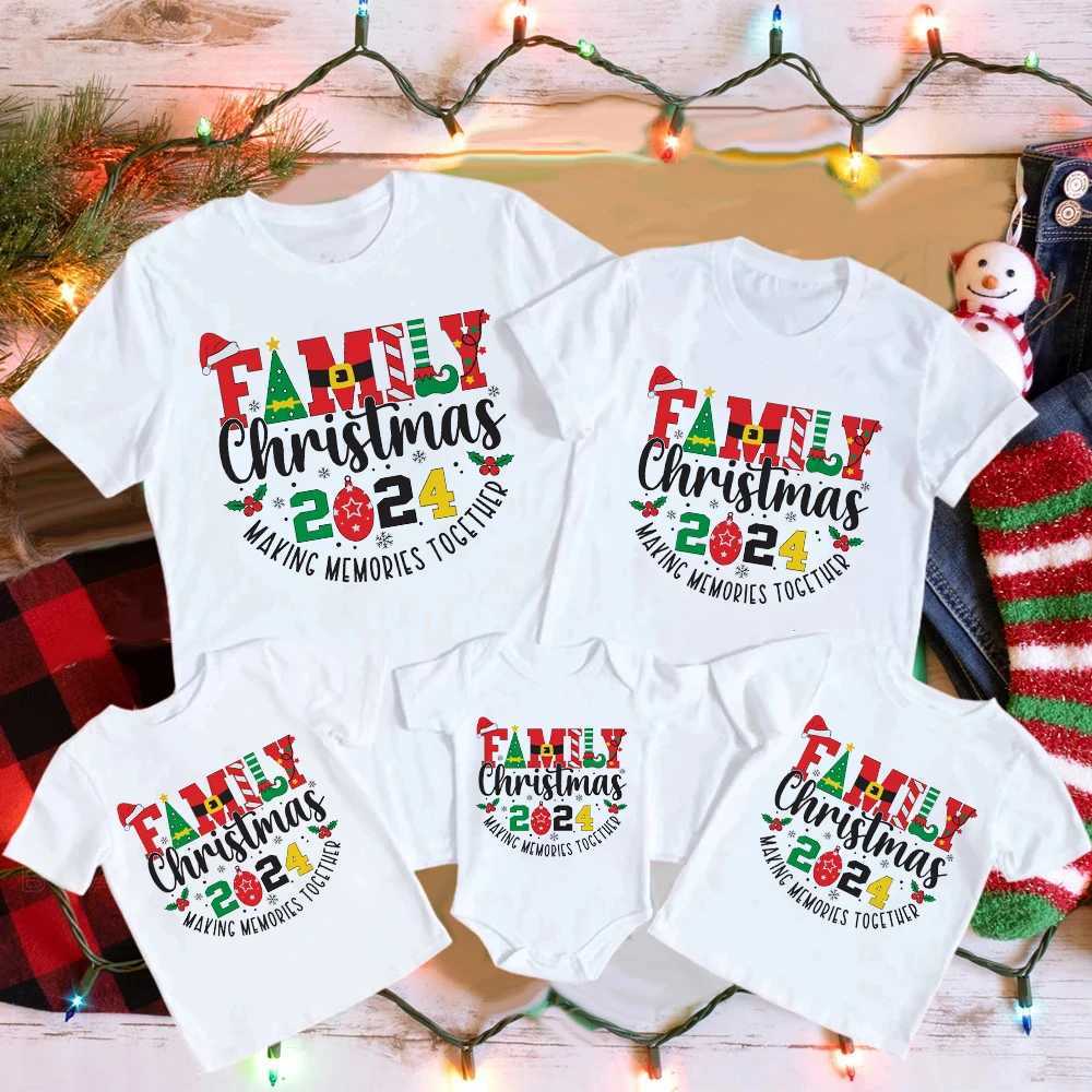 Family Christmas 2024 Print Family Match Shirt Christmas Together Create Memory Clothing Holiday Mom Dad Child Top Baby jumpsuit W241015