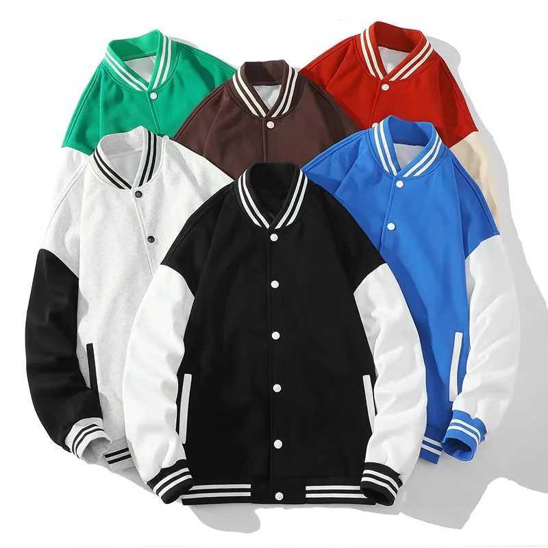 Baseball jacket new fashion casual high-quality patch work button sports jacket womens team school team jacket customized M241017