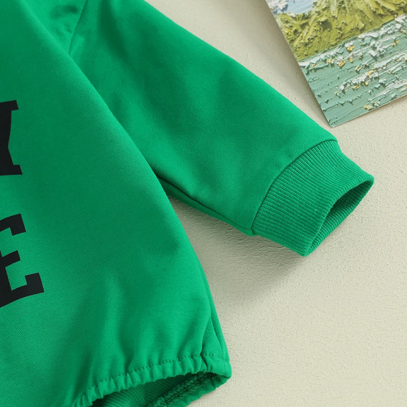 Matching Father and Baby Outfits Long Sleeve Letter Print Romper Round Neck Clover Sweatshirt Family Irish Clothes 241017