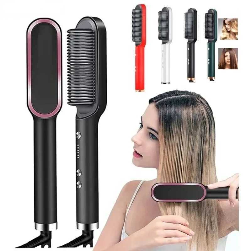 New Hair Straightener Quick Heated Electric Hot Comb Hair Straightener Professional Mini Negative Ion Hair Care Hairstyle BrushXJ241016