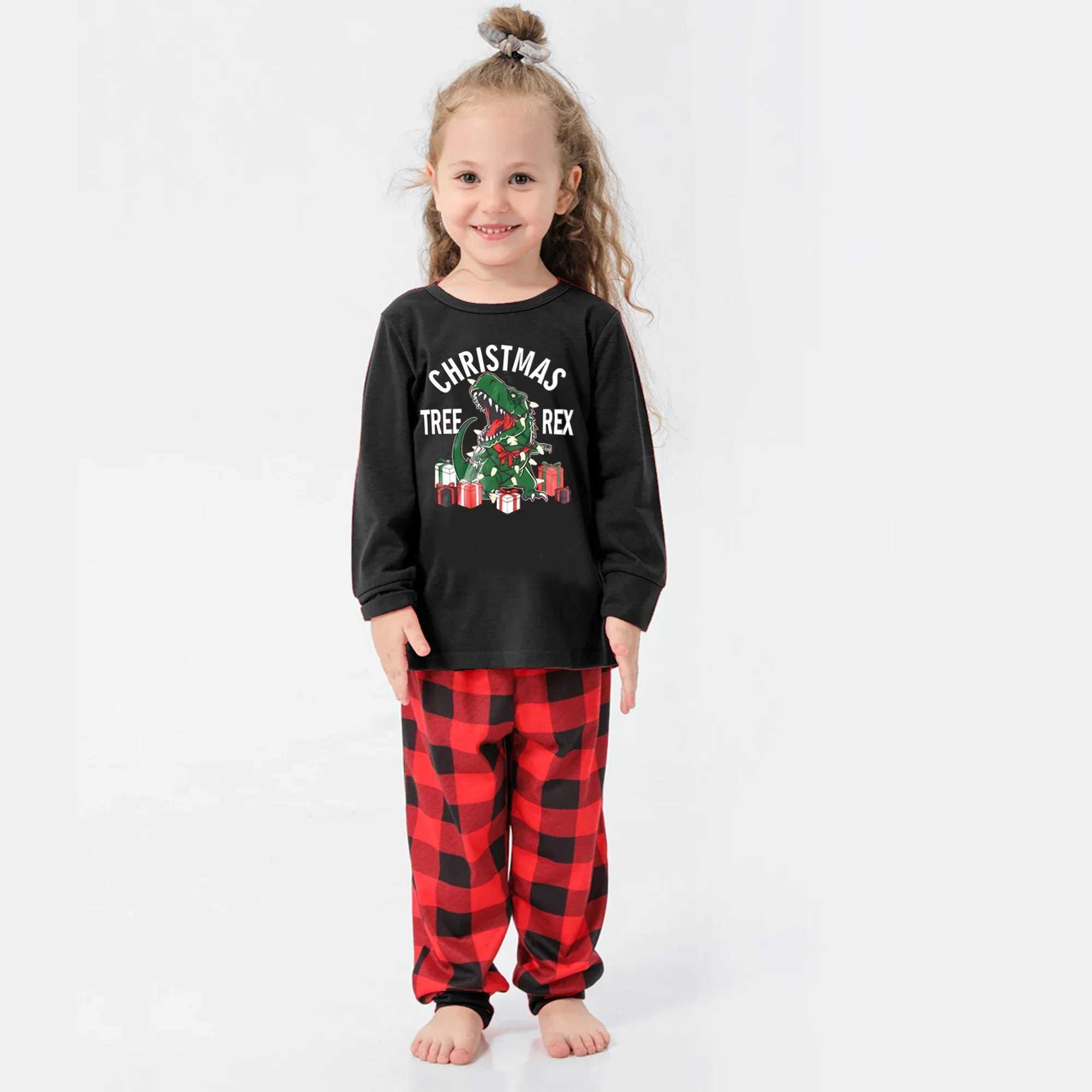 2024 New Year clothing dinosaur print mom daughter dad son matching pajama set Christmas set soft cute pajama family appearance W241015