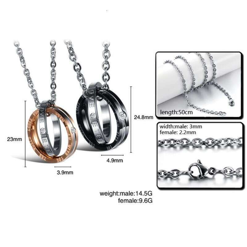 Eternal /1Pc 2 Pcs Love Buckle Couples Pendant Necklace Titanium Steel Christmas Gift